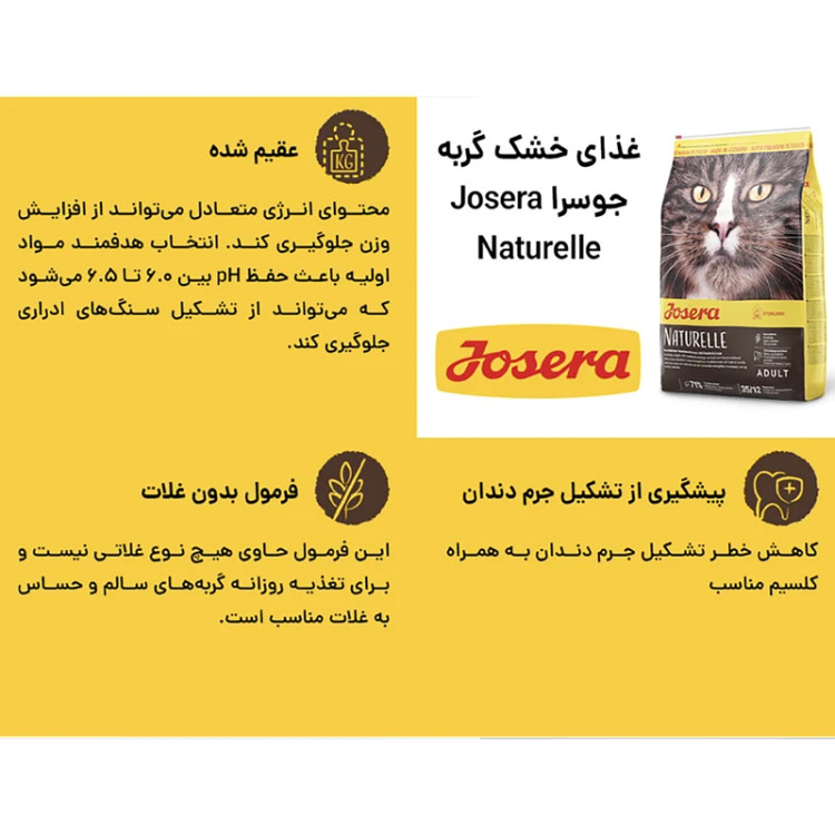 غذای خشک گربه عقیم شده جوسرا مدل ایندور (indoor) یا Naturelle فله ای